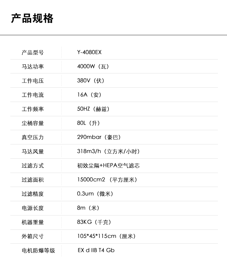 御衛(wèi)仕大功率防爆吸塵器Y-4080EX